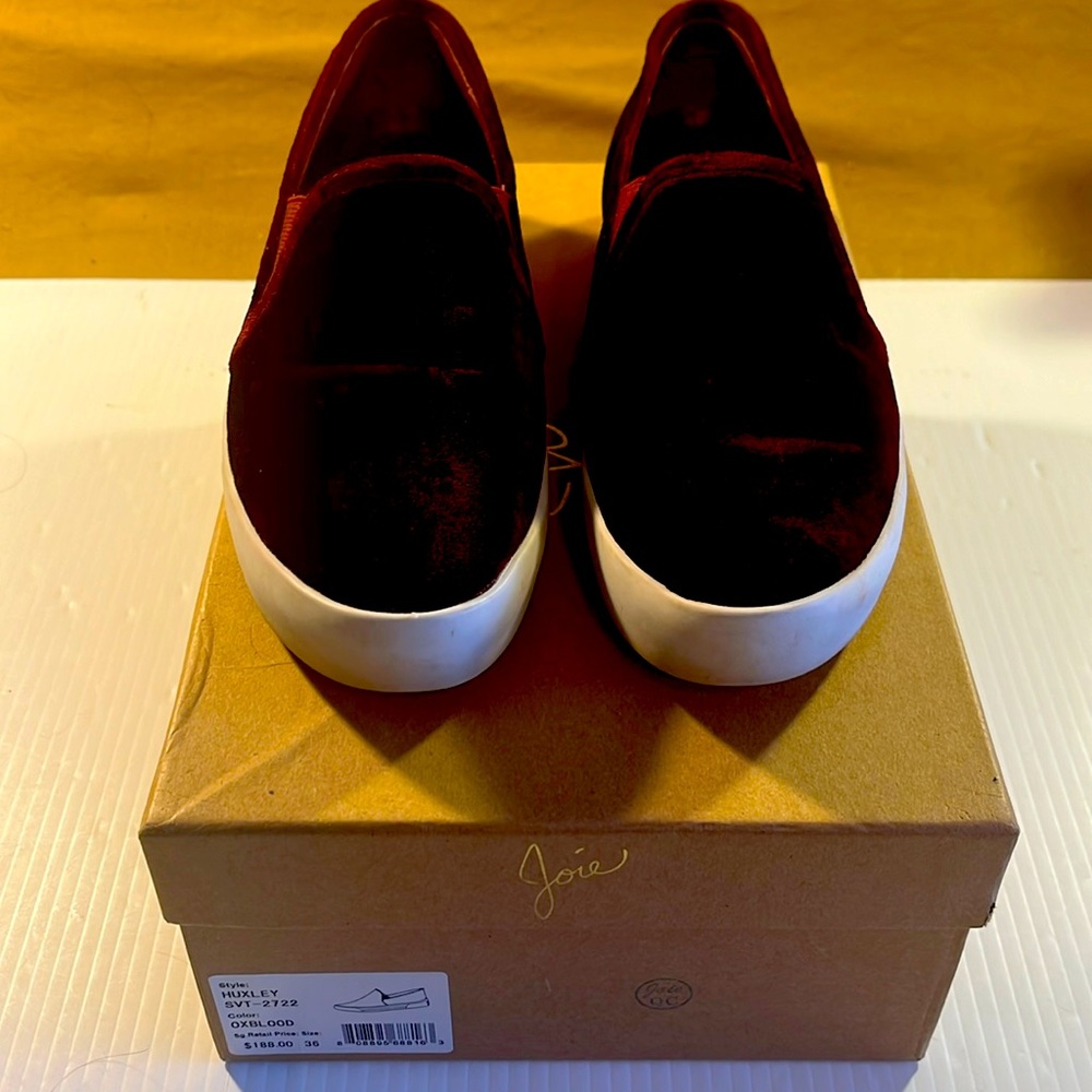 Joie Huxley Oxblood Velvet Slip-on Sneakers Size 6